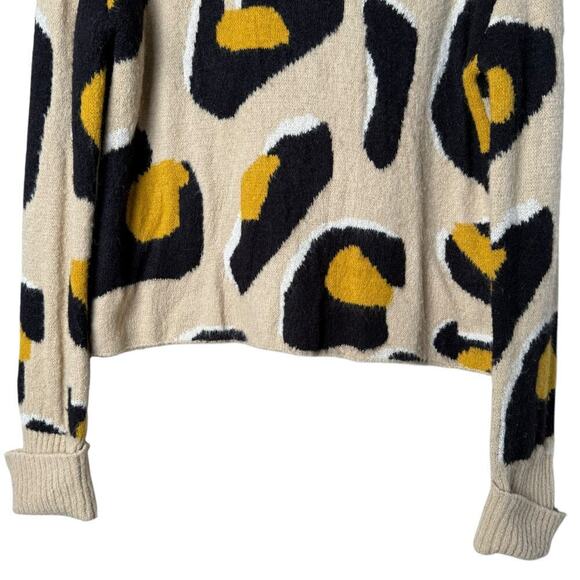 Anthropologie Moth Georgia Leopard Print Turtleneck Sweater Tan Black, Size XS - Picture 7 of 12